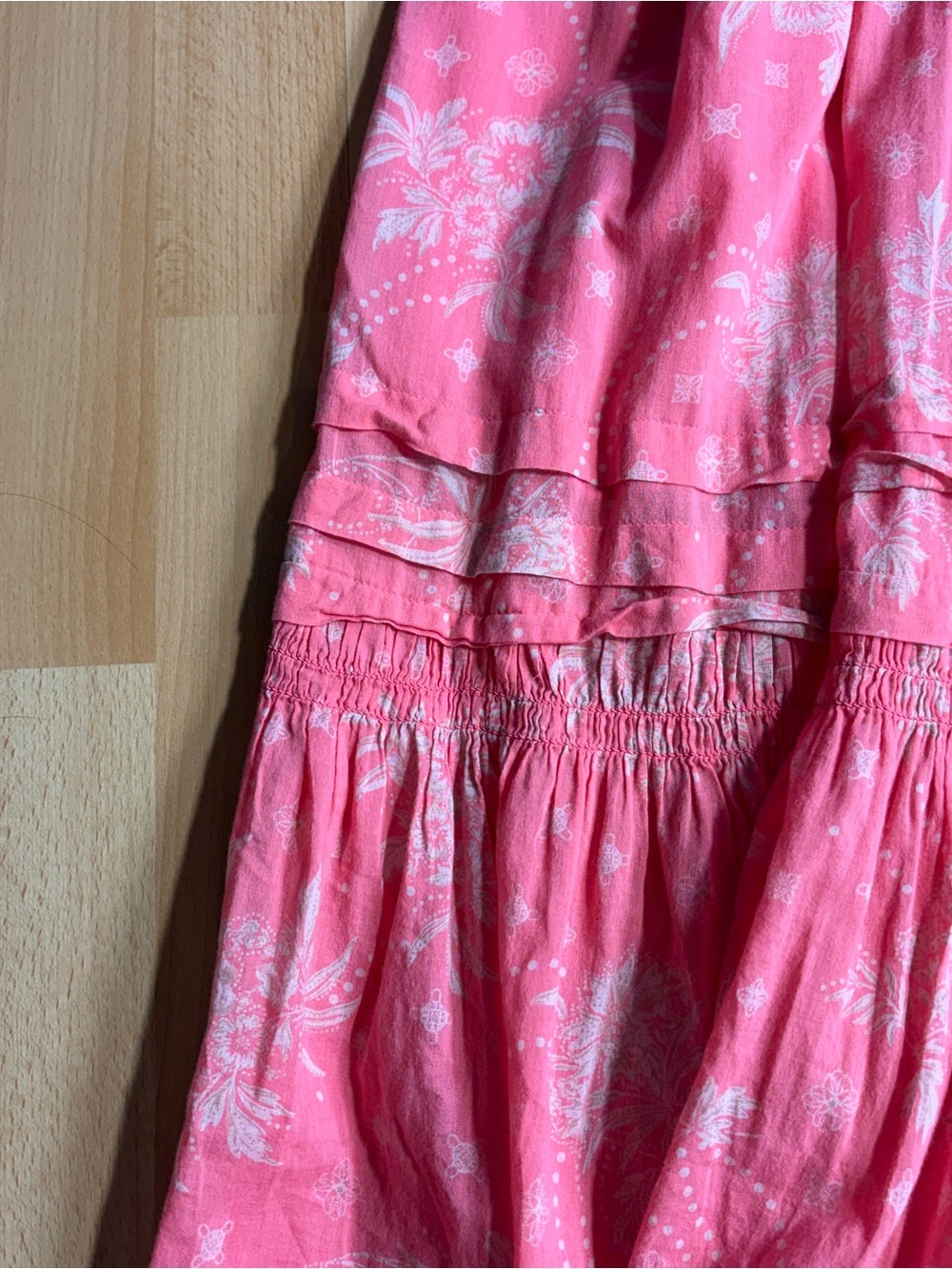 Free People Golden Hour Maxi Dress Coral Pink Floral Babydoll Beach Resort - Picture 9 of 15